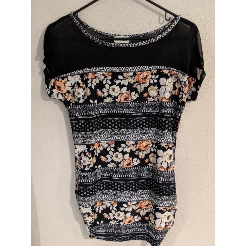 Floral mesh top